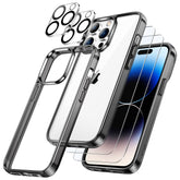 JETech 5 in 1 Case for iPhone 14 Pro Max 6.7-Inch, with 2-Pack Screen Protector and 2-Pack Camera Lens Protector, Full Coverage Tempered Glass Film, Shockproof Bumper Phone Cover (Black)